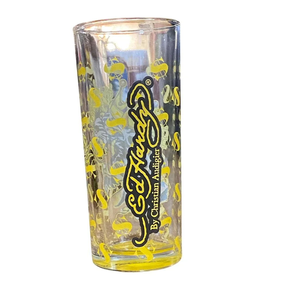 Vintage Ed Hardy Christian‎ Audigier Panther Tattoo Pint Glass Las Vegas $$$ Y2K